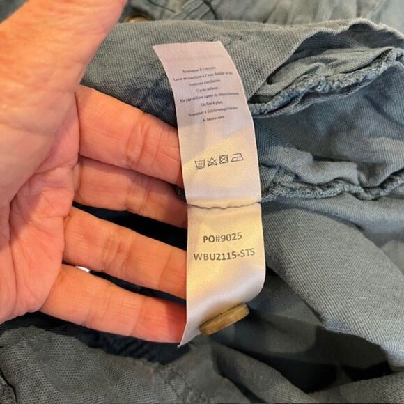 Faherty Arlie Short Romper Tencel Linen Blend Soft Blue Button Front Size Medium - Picture 10 of 14